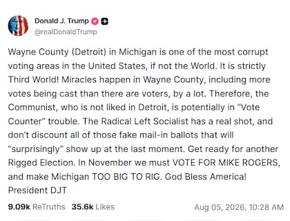 El presidente Donald Trump calificó a Abdul El-Sayed de comunista