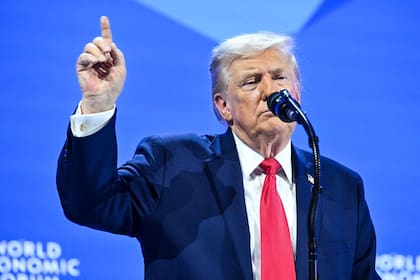 El presidente Donald Trump, durante su discurso en el Foro Económico Mundial de Davos, en Suiza.