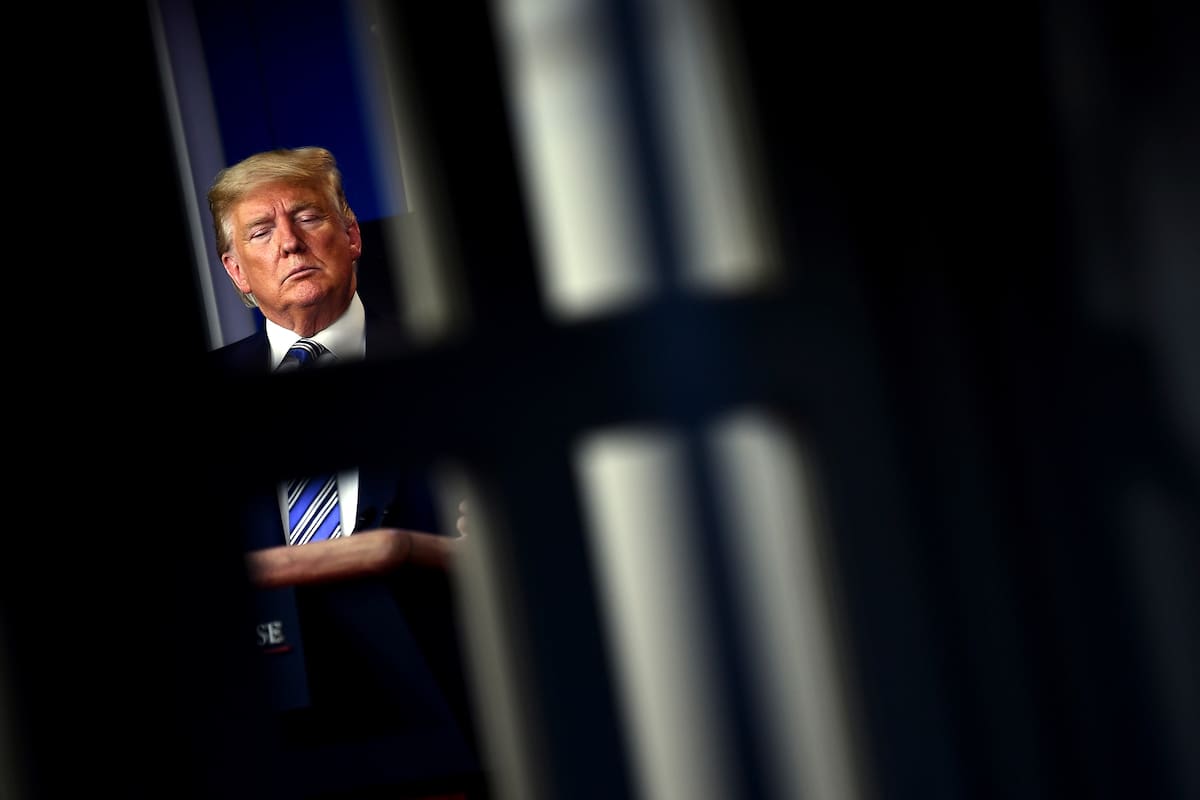 El presidente Donald Trump, en una de sus conferencias de prensa desde la Casa Blanca