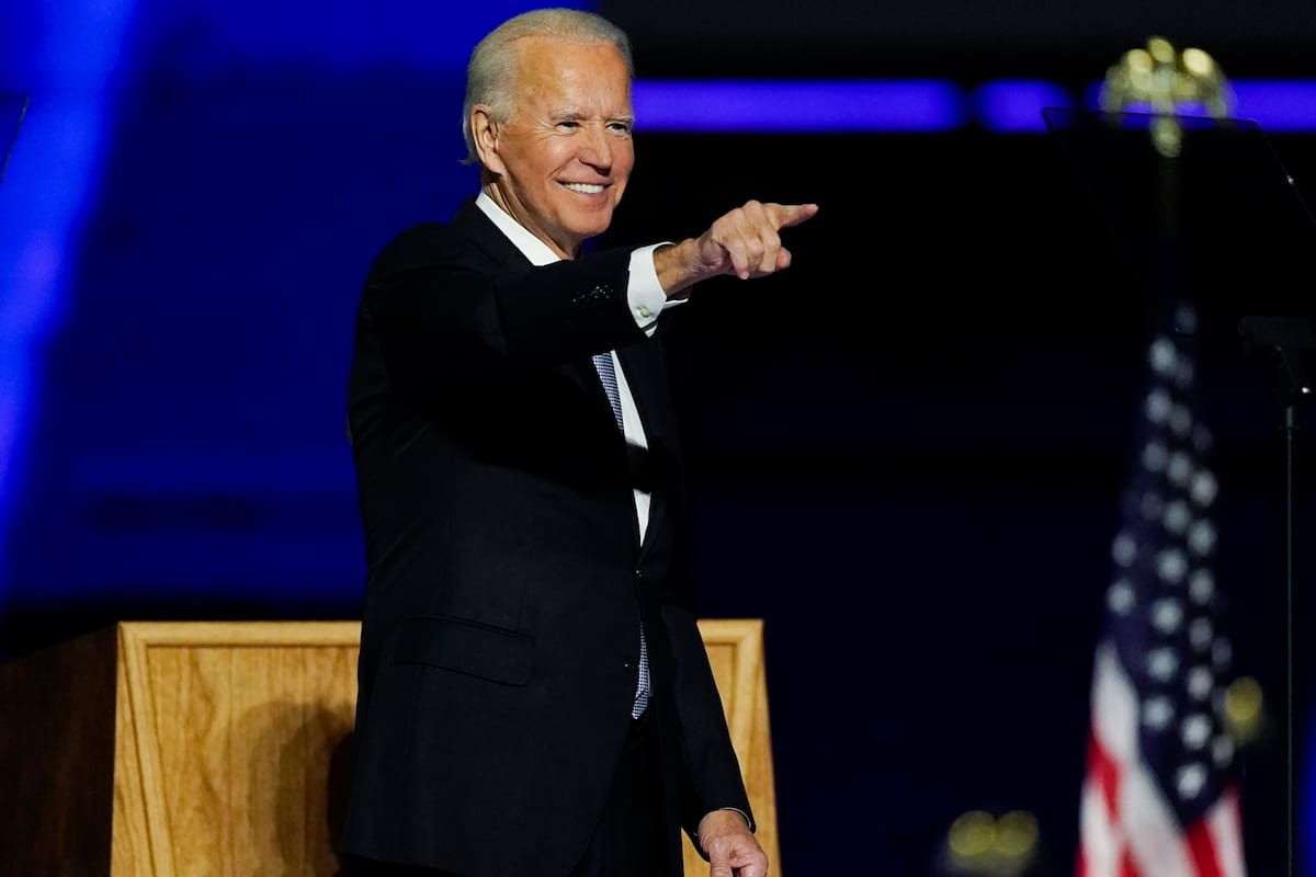 El presidente electo Joe Biden esta noche en Delaware