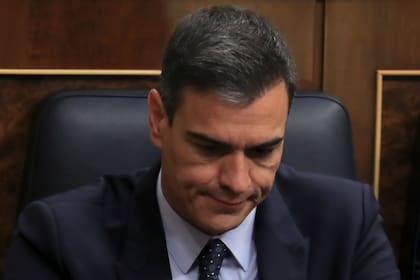 El presidente en funciones de España, Pedro Sánchez, hoy en la primera votación de investidura en el Congreso
