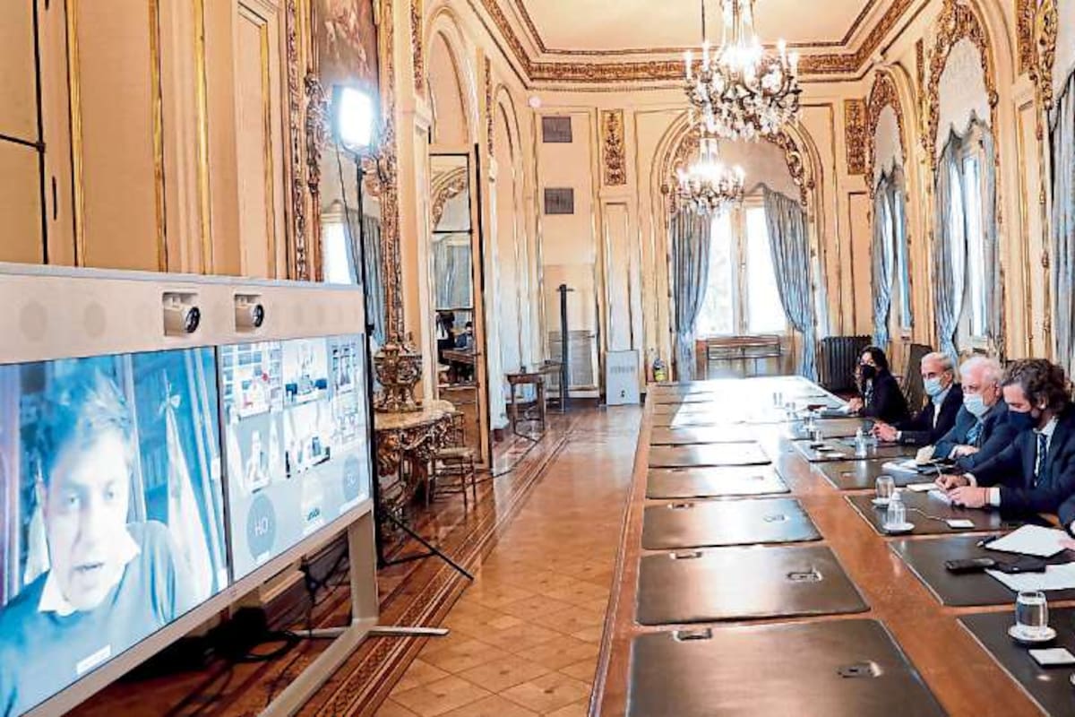 El Presidente encabezó una videoconferencia con los gobernadores que se extendió durante varias horas,195x102mm