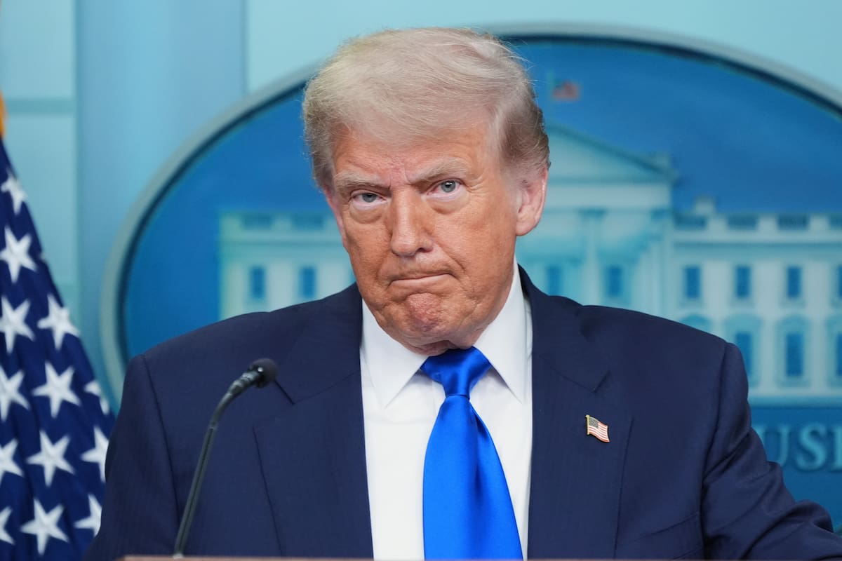 El presidente estadounidense Donald Trump durante una sesión informativa con la prensa el viernes 27 de junio de 2025, en la Casa Blanca, Washington, DC