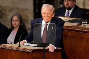 El presidente estadounidense Donald Trump en su discurso ante el Congreso en Washington el 4 de marzo del 2025. (AP foto/Ben Curtis)