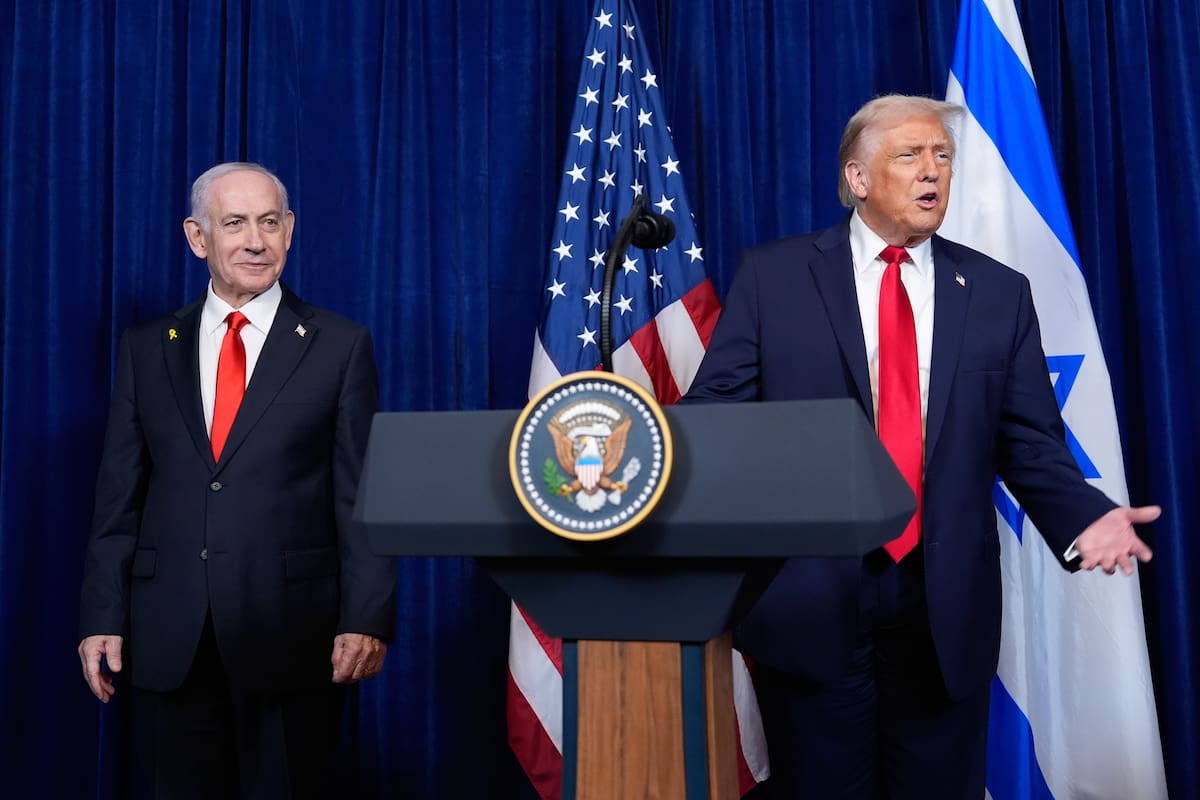El presidente estadounidense Donald Trump y el primer ministro israelí Benjamin Netanyahu en conferencia de prensa (Archivo)