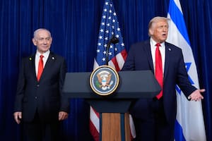 El presidente estadounidense Donald Trump y el primer ministro israelí Benjamin Netanyahu en conferencia de prensa (Archivo)