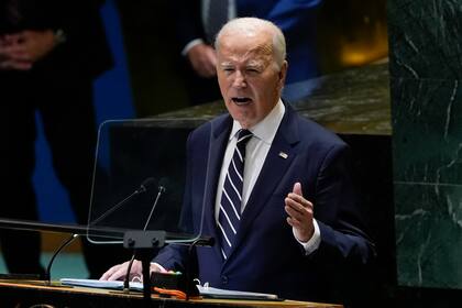 El presidente estadounidense, Joe Biden, habla en la 79ma sesión de la Asamblea General de Naciones Unidas, el martes 24 de septiembre de 2024, en la sede del organismo. (AP Foto/Manuel Balce Ceneta)