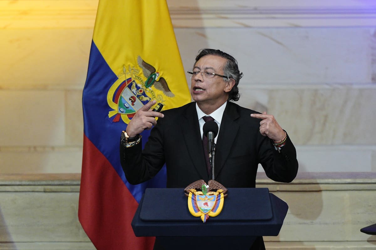 El presidente Gustavo Petro interviene durante la inauguración de una nueva sesión del Congreso en Bogotá, Colombia, el lunes 20 de julio de 2026. (Foto AP/Iván Valencia)
