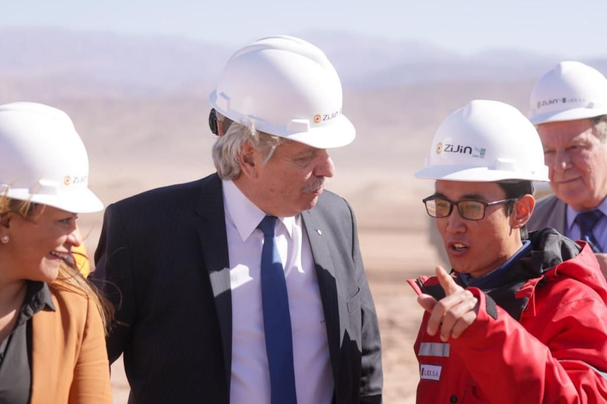 El Presidente hoy, en una recorrida del proyecto minero de litio Tres Quebradas en Catamarca