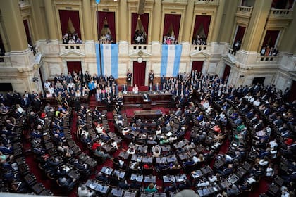 El presidente Javier Milei al inaugurar las sesiones ordinarias en el Congreso Nacional
