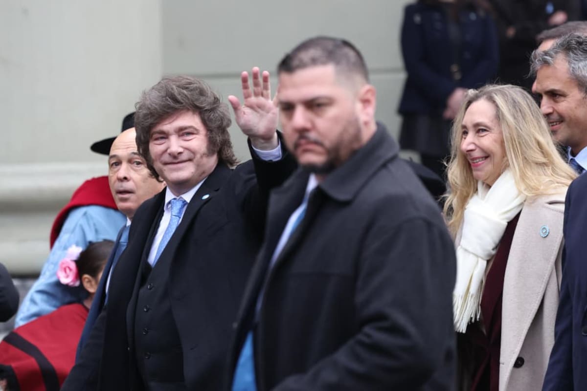 El presidente Javier Milei al llegar a la Catedral para el tedeum