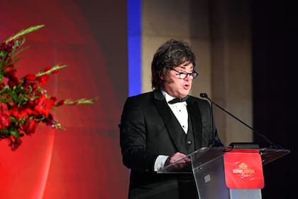 El presidente Javier Milei, anoche, en la Gala Oficial de la Herencia Hispana