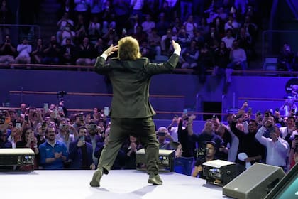 El Presidente Javier Milei, ayer en el Economic Forum de Madrid