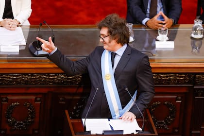 El presidente Javier Milei ayer en la Asamblea Legislativa