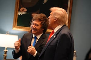 El presidente Javier Milei con su par estadounidense, Donald Trump, en el Salón Oval de la Casa Blanca