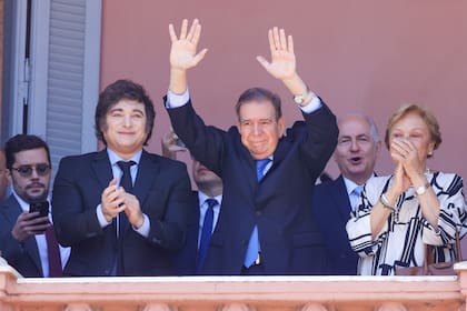 El presidente Javier Milei cuando recibió al líder opositor venezolano Edmundo González Urrutia