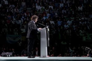 El presidente Javier Milei, durante el acto 'Viva 24' de VOX, en el Palacio de Vistalegre, en Madrid - Europa Press