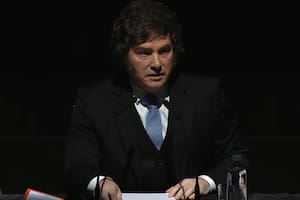 El presidente Javier Milei durante el debate sobre 'Keynes y la Teoría General' en el Palacio Libertad