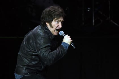 El presidente Javier Milei durante la presentación de su libro "La construcción del milagro"