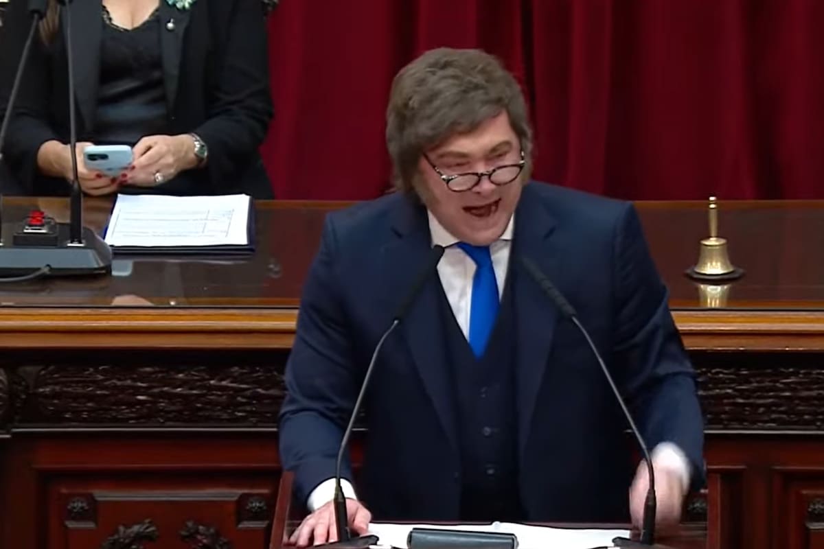 El presidente Javier Milei durante la apertura de sesiones del Congreso