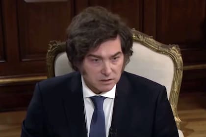 El presidente Javier Milei, durante la entrevista con LN+