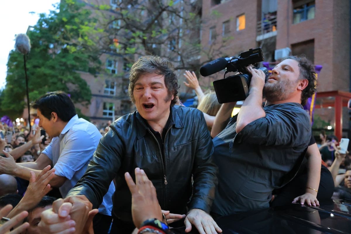 El Presidente Javier Milei durante su cierre de campaña en Córdoba