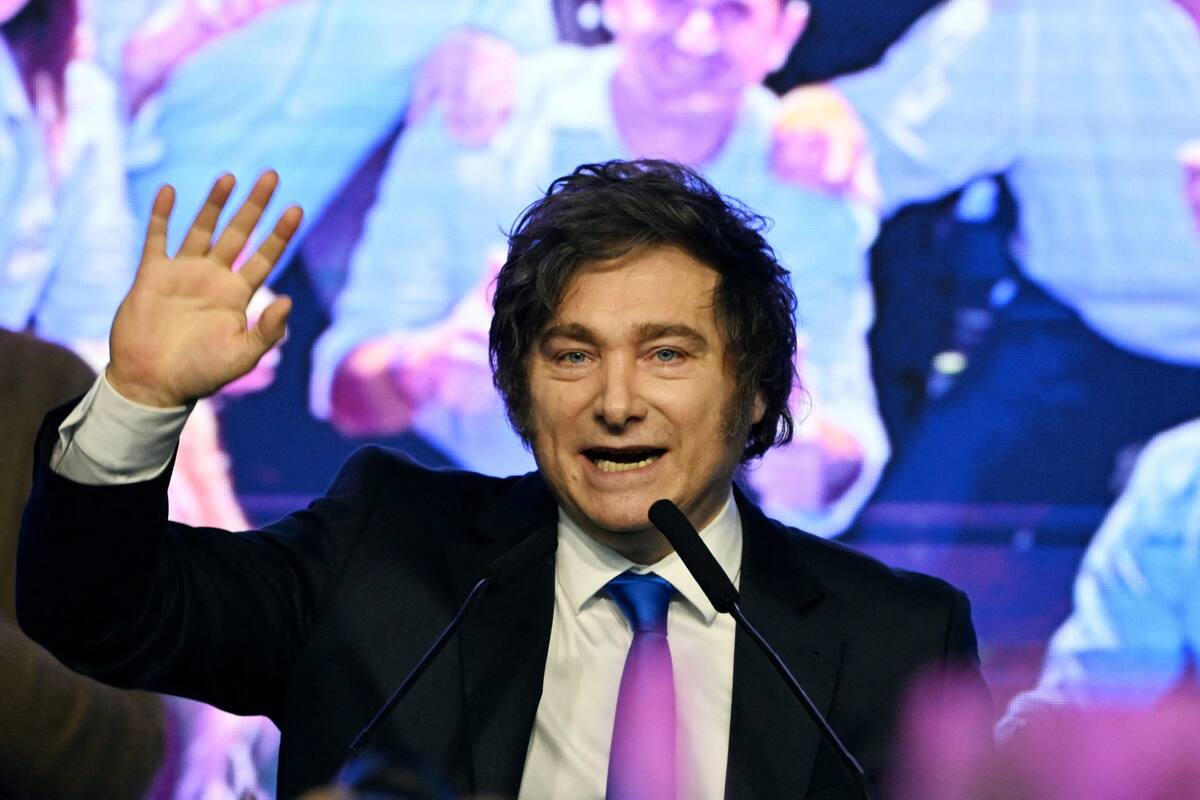 El Presidente, Javier Milei, durante su discurso luego de conocerse el resultado de las elecciones legislativas