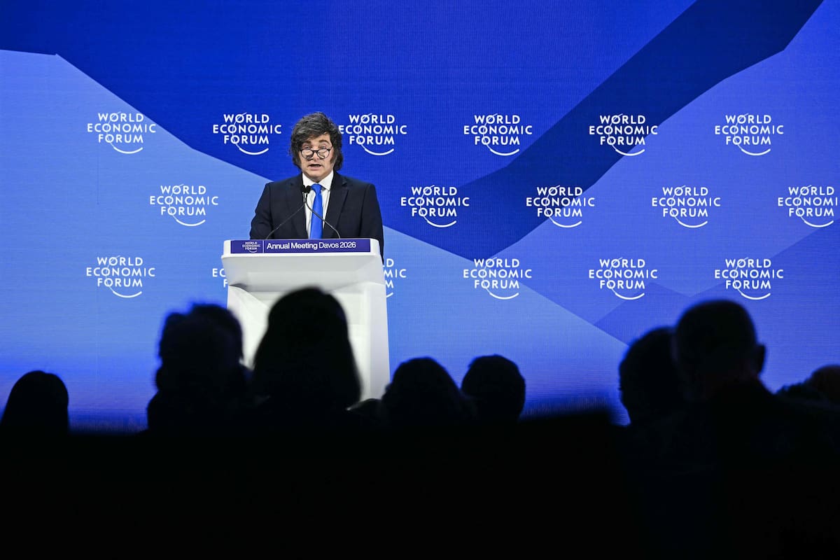 El presidente Javier Milei durante su discurso en el Foro Económico Mundial de Davos