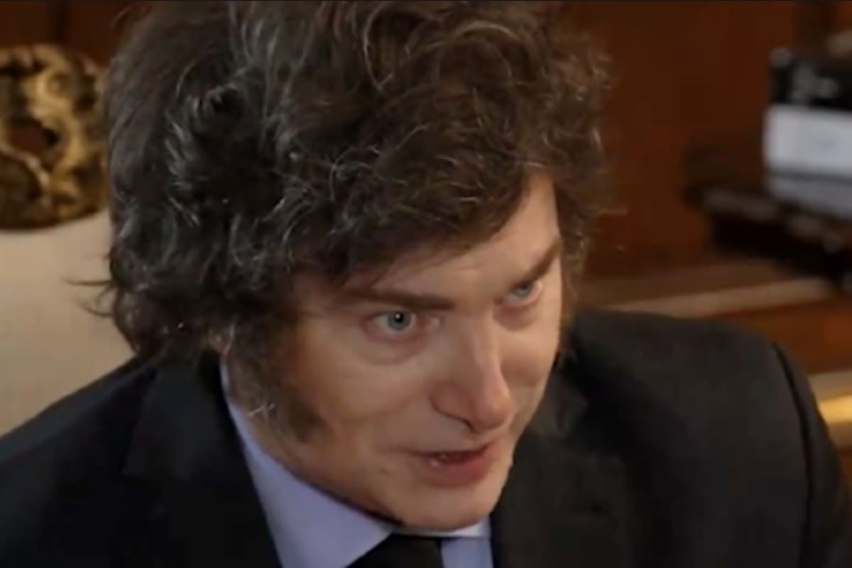 El presidente Javier Milei durante su entrevista con CNN