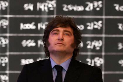 El presidente Javier Milei durante su visita a la Bolsa de Comercio de Buenos Aires