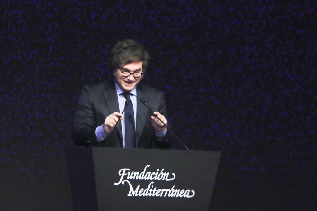 El presidente Javier Milei, durante un discurso en la Fundación Mediterránea, en Córdoba