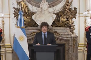 EL presidente Javier Milei en cadena nacional desde la Casa Rosada