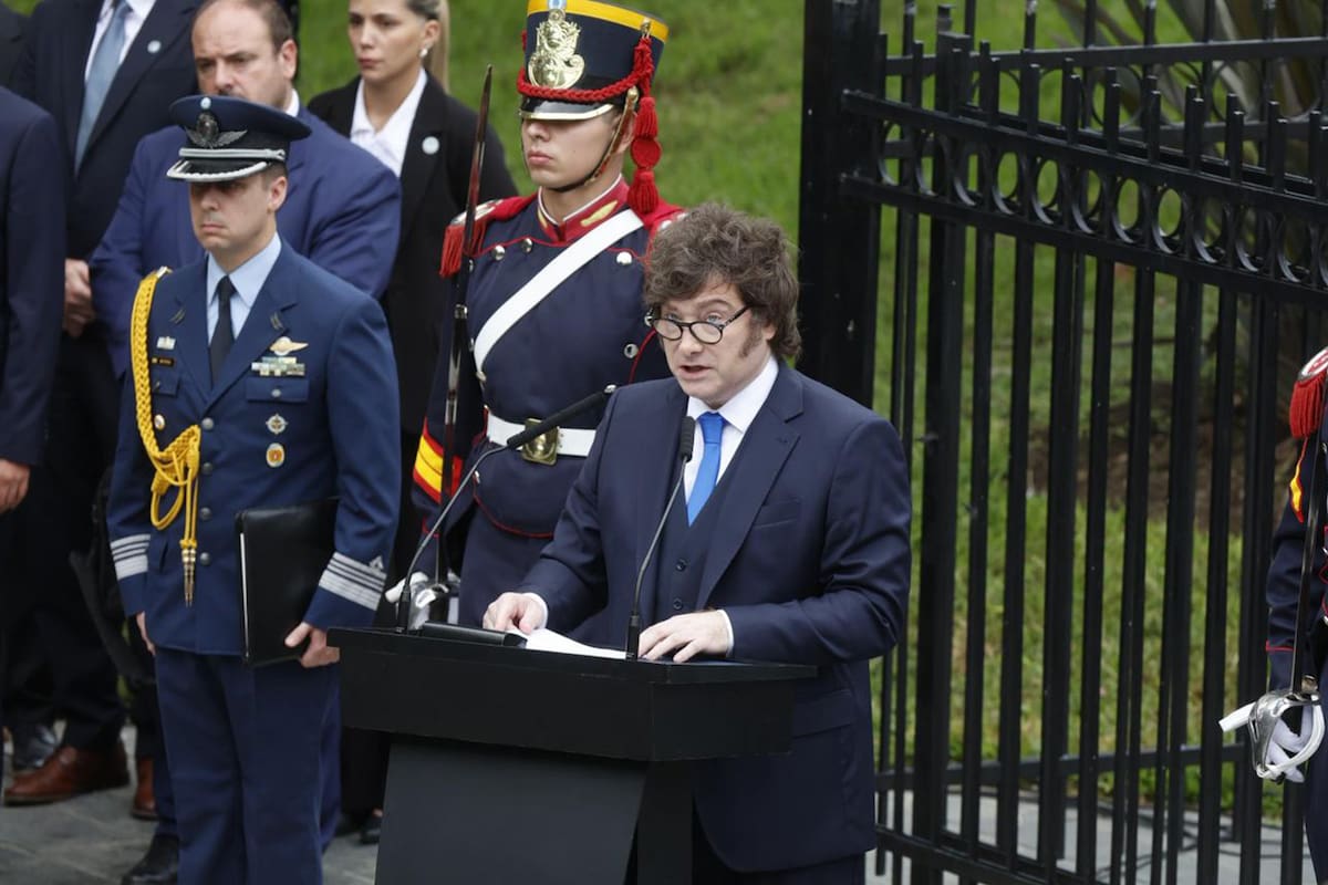 El presidente Javier Milei, en el acto por los 44 años de la guerra de Malvinas