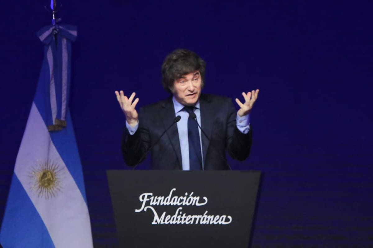 El presidente Javier Milei en el discurso de la Fundación Mediterránea en Córdoba donde se refirió a Boca