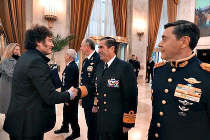El presidente Javier Milei, en el encuentro del viernes último con las Fuerzas Armadas