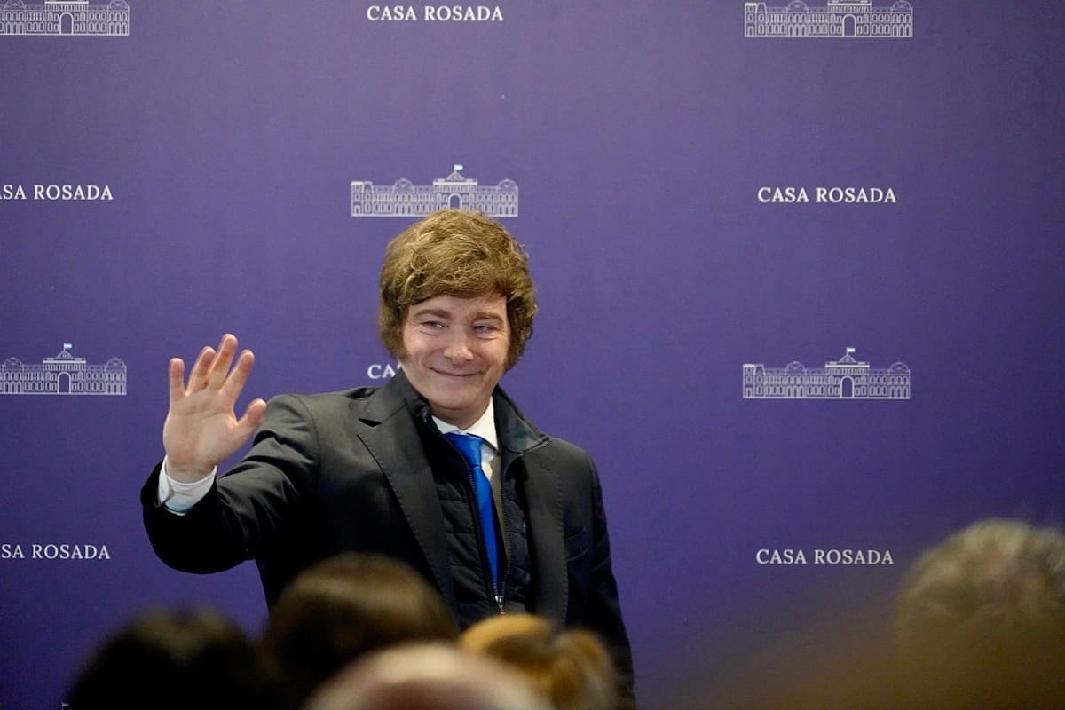 El presidente Javier Milei, en el Salón Héroes de Malvinas de la Casa Rosada