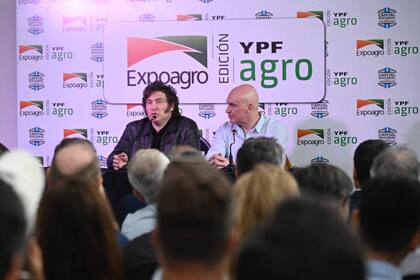 El presidente Javier MIlei en Expoagro junto a José Luis Espert, diputado nacional