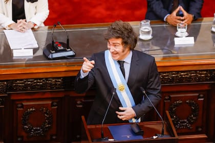 El presidente, Javier Milei, en la apertura de sesiones del Congreso