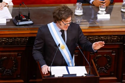 El presidente Javier Milei, en la Asamblea Legislativa
