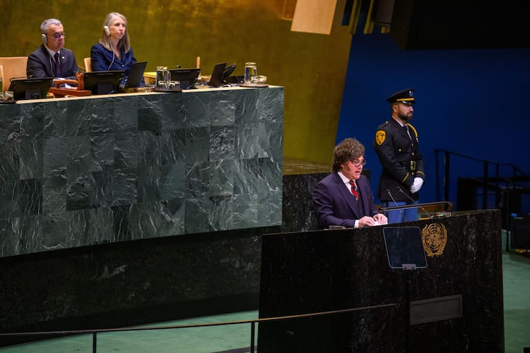 El presidente Javier Milei, en la Asamblea General.