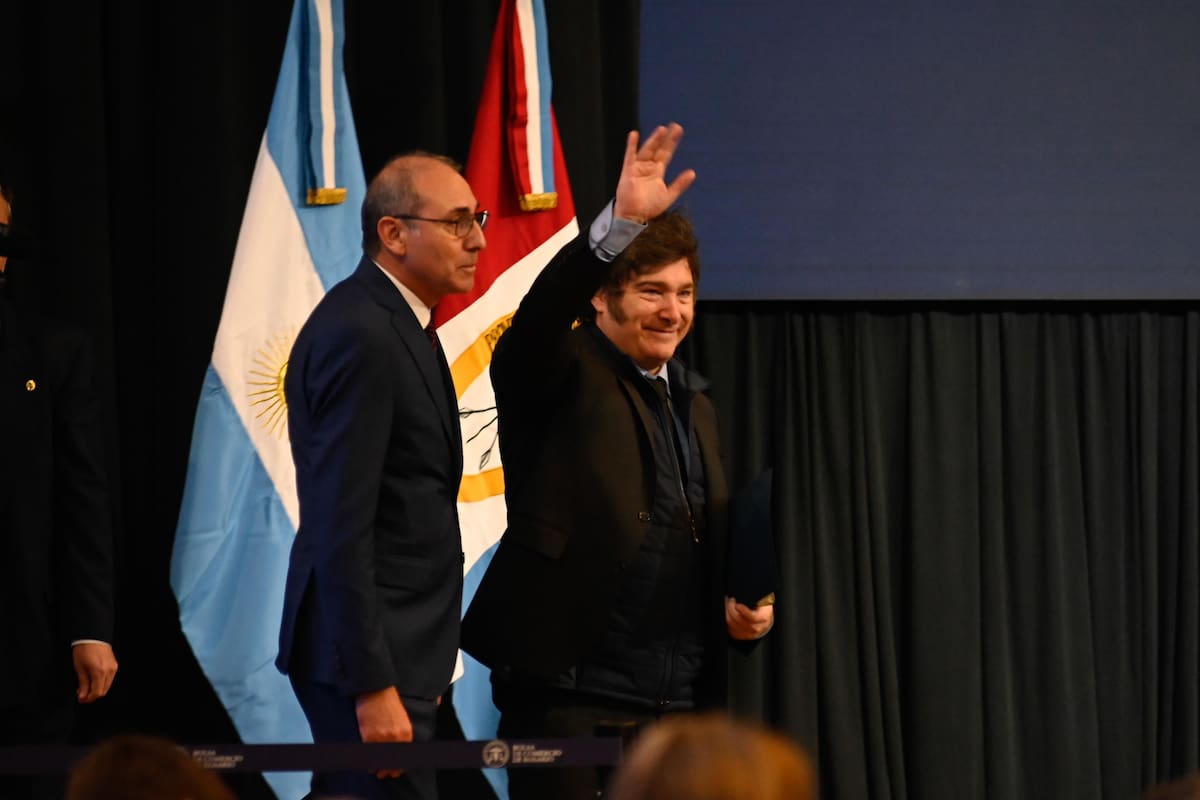 El presidente Javier Milei en la Bolsa de Comercio de Rosario