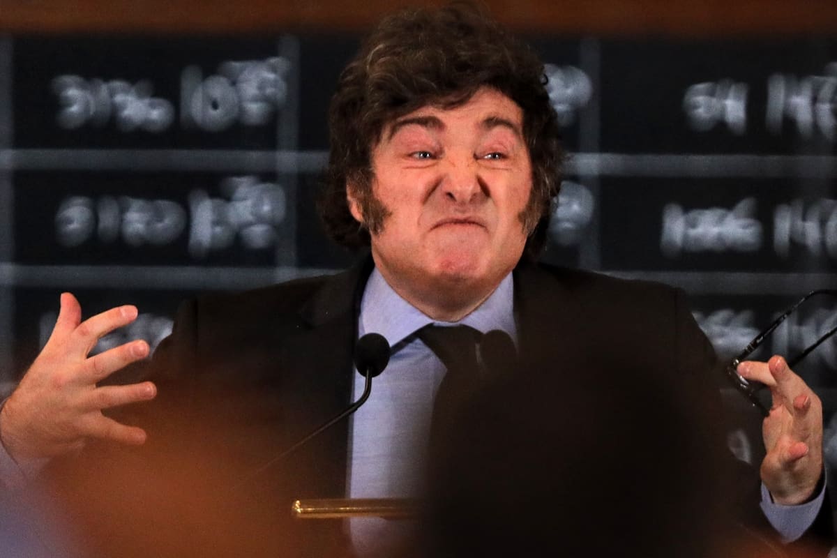 El presidente Javier Milei, en la Bolsa de Comercio