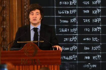 El presidente Javier Milei, en la Bolsa de Comercio