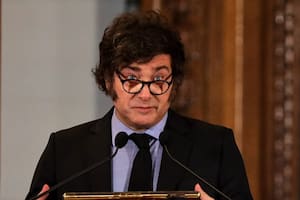 El presidente Javier Milei, en la Bolsa de Comercio