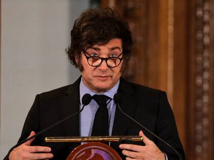 El presidente Javier Milei, en la Bolsa de Comercio