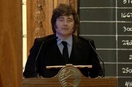 El presidente Javier Milei en la Bolsa de Comercio de Buenos Aires