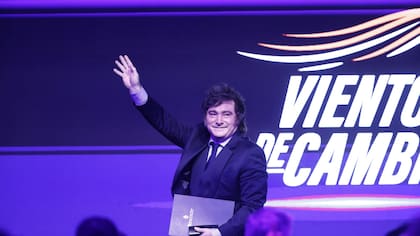 El presidente Javier Milei en la conferencia libertaria vientos de cambio.