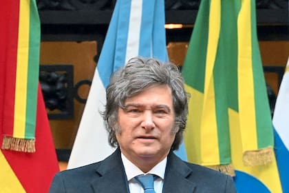 El presidente Javier Milei, en la cumbre del Mercosur.