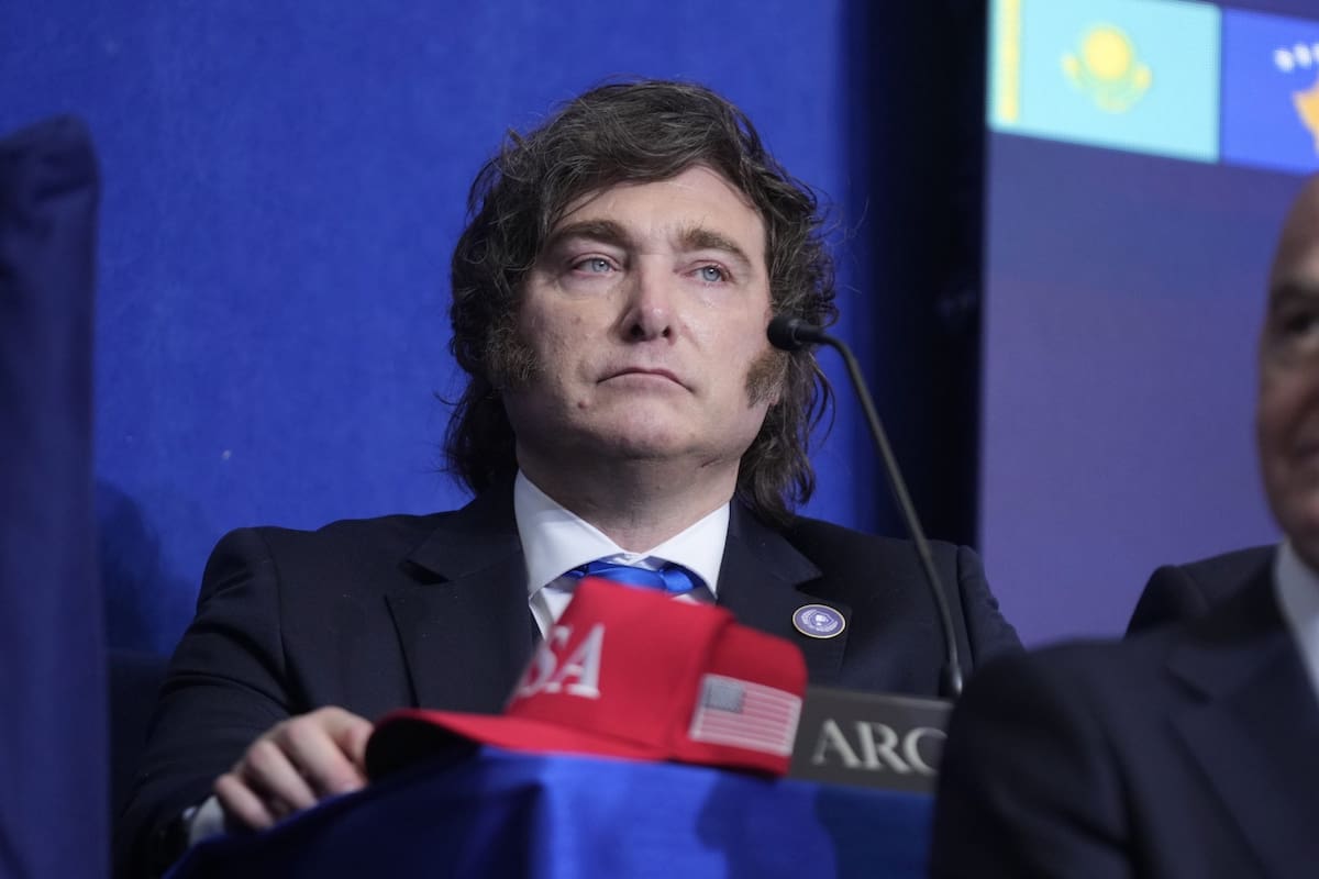 El presidente Javier Milei, en la sesión del Consejo de la Paz en Washington, en febrero pasado.
