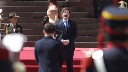 El presidente Javier Milei, en un acto en la Plaza San Martín